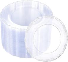 Placas de plástico U-QE Clear 7,5 polegadas, 60 peças para festa Placas de plástico U-QE Clear 7,5 polegadas, 60 peças para festa