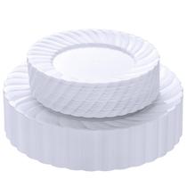 Placas de plástico U-QE de 60 unidades brancas descartáveis para casamento Placas de plástico U-QE de 60 unidades brancas descartáveis para casamento
