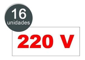 Placas de Sinalização Etiqueta 220V 220 Auto Adesiva Para Tomadas de Energia - Cartela com 16 Unidades - Look Placas de Sinalização