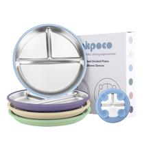 Placas de sucção Bakpoco em aço inoxidável para crianças pequenas, 4 pacotes