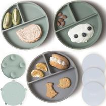 Placas de sucção para bebês Moonkie Silicone, pacote com 3 tampas Placas de sucção para bebês Moonkie Silicone, pacote com 3 tampas