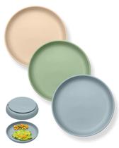 Placas de sucção Qyeejong Classic Toddler 3 peças de silicone sem BPA Placas de sucção Qyeejong Classic Toddler 3 peças de silicone sem BPA