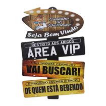 Placas Decor Cantinho do Churrasco com 3 Plaquinhas 20x30 Mdf Adesivado