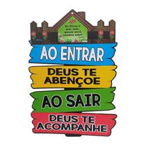 Placas Decor Casa Frase Ao Entrar Deus Te Abençoe 20x30 Mdf Adesivado