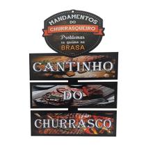 Placas Decor Mandamentos do Churrasqueiro com 3 Plaquinhas Cantinho 20x30 Mdf Adesivado Placas Decor Mandamentos do Churrasqueiro com 3 Plaquinhas Cantinho 20x30 Mdf Adesivado