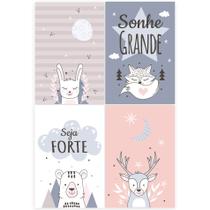 Placas Decoração Escandinava Infantil Kit 4un 30x40cm