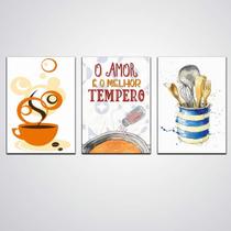 Placas Decorativa 3 Peças O Amor É O Melhor Tempero 20X30Cm