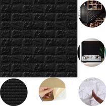 Placas Decorativas 3D Kit com 5 Painéis Adesivos em Alto-Relevo para Parede 70x77cm Preto e Branco