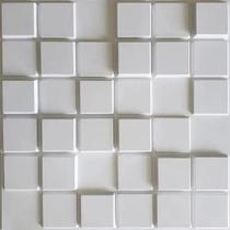 Placas Decorativas 3D Pixel Branca Kit com 50 Placas Revestimento PVC 50x50cm