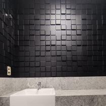 Placas Decorativas 3D Pixel Kit com 10 Placas Preta de Revestimento PVC 50x50cm