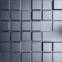 Placas Decorativas 3D Pixel Kit com 30 Placas Preta de Revestimento PVC 50x50cm