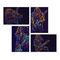 Placas Decorativas Abstratas Guitarristas 20x30cm Kit 4un