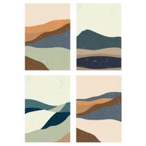 Placas Decorativas Abstratas Paisagens Quentes 20x30 Kit 4un