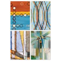 Placas Decorativas Abstrato Geométrico MDF 30x40cm Kit 4un