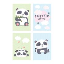 Placas Decorativas Animais Pandas 20x30cm Kit 4un