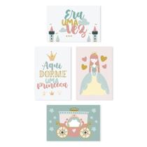 Placas Decorativas Aqui Dorme Uma Princesa 30x40cm Kit 4un
