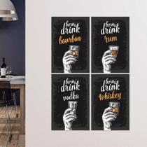 Placas Decorativas Bebidas Born Drinks 20x30cm Kit 4un Placas Decorativas Bebidas Born Drinks 20x30cm Kit 4un