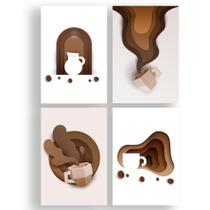 Placas Decorativas Café Paper para Cozinha 20x30cm Kit 4un