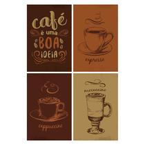 Placas Decorativas Cantinho do Café 20x30cm Kit 4un