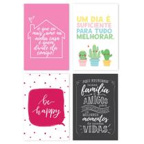 Placas Decorativas com Frases Alegria 20x30cm Kit 4un - Quartinhos
