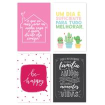 Placas Decorativas com Frases Alegria 20x30cm Kit 4un - Quartinhos