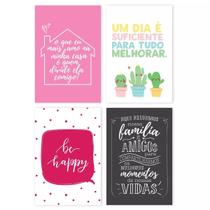 Placas Decorativas com Frases Alegria 30x40cm Kit 4un