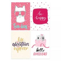 Placas Decorativas com Frases Happy Cat 30x40cm Kit 4un