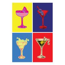 Placas Decorativas Cozinha Pop Drinks 20x30cm Kit 4un