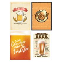 Placas Decorativas de Cerveja Beers 20x30cm Kit 4un