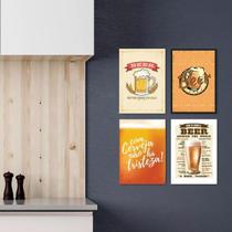 Placas Decorativas de Cerveja Beers 20x30cm Kit 4un - Quartinhos