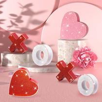Placas Decorativas de Madeira para o Dia dos Namorados - 6 Peças com Glitter em Formato de Coração