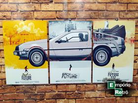 Placas decorativas Delorean trio - De volta para o futuro