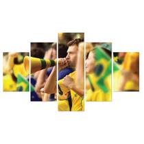 Placas Decorativas em MDF Futebol Torcida Verde Amarela 5 un