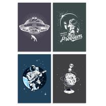 Placas Decorativas Espaço Sideral 30x40cm Kit 4un