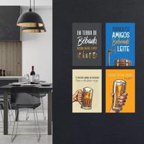 Placas Decorativas Frases Engraçadas Cerveja 20X30Cm Kit 4Un