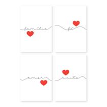 Placas Decorativas Frases Fé e Família 20x30cm Kit 4un Placas Decorativas Frases Fé e Família 20x30cm Kit 4un