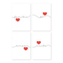 Placas Decorativas Frases Fé e Família 20x30cm Kit 4un - Quartinhos