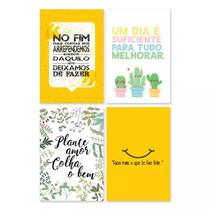 Placas Decorativas Frases Vida Feliz 20x30cm Kit 4un