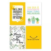 Placas Decorativas Frases Vida Feliz 30x40cm Kit 4un