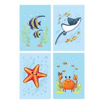 Placas Decorativas Fundo do Mar Modelo 3 Kit 4un 20x30cm
