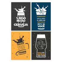 Placas Decorativas Geek Jedi Frases Cerveja 20x30cm Kit 4un