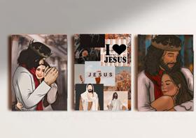 Placas decorativas Jesus 3 unidades - Art Lya