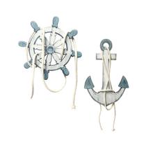 Placas Decorativas MDF Adesivada Corda Leme e Ancora Navio