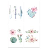 Placas Decorativas MDF Cactos Kit 4un 20x30cm - Quartinhos