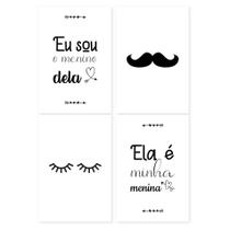 Placas Decorativas MDF Carinhosas Valentines 20x30cm Kit 4un