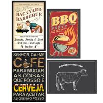 Placas Decorativas MDF Churrasco 30x40cm Kit 4un - Quartinhos