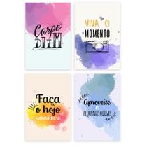 Placas Decorativas MDF Frases Carpe Diem 20x30cm Kit 4un - Quartinhos