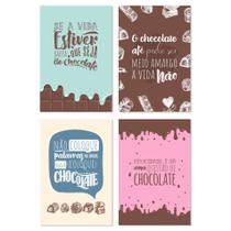Placas Decorativas MDF Frases Chocolate 20x30cm Kit 4un