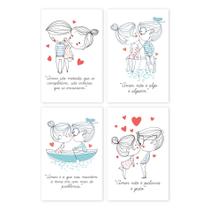 Placas Decorativas MDF Frases Namorados 30x40cm Kit 4un