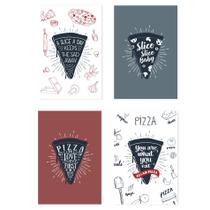 Placas Decorativas MDF Frases Pizza 20x30cm Kit 4un - Quartinhos